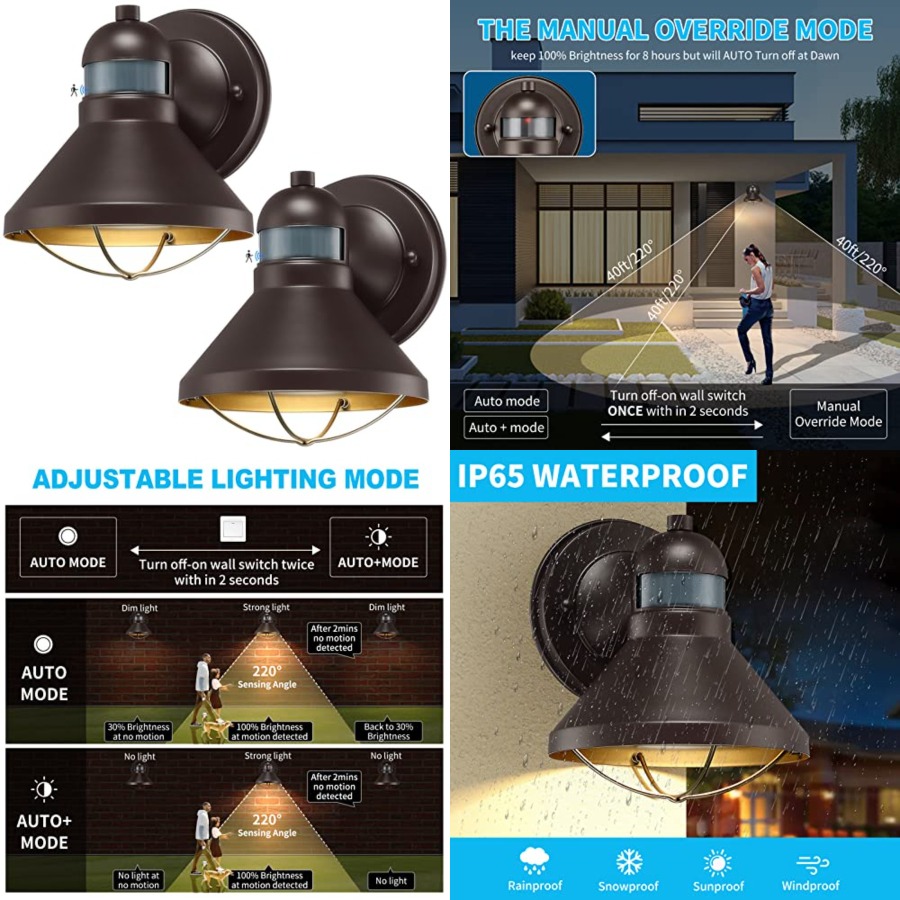 Lighting Fixture Outdoor - 2 Paket Lampu Dinding LED Sensor