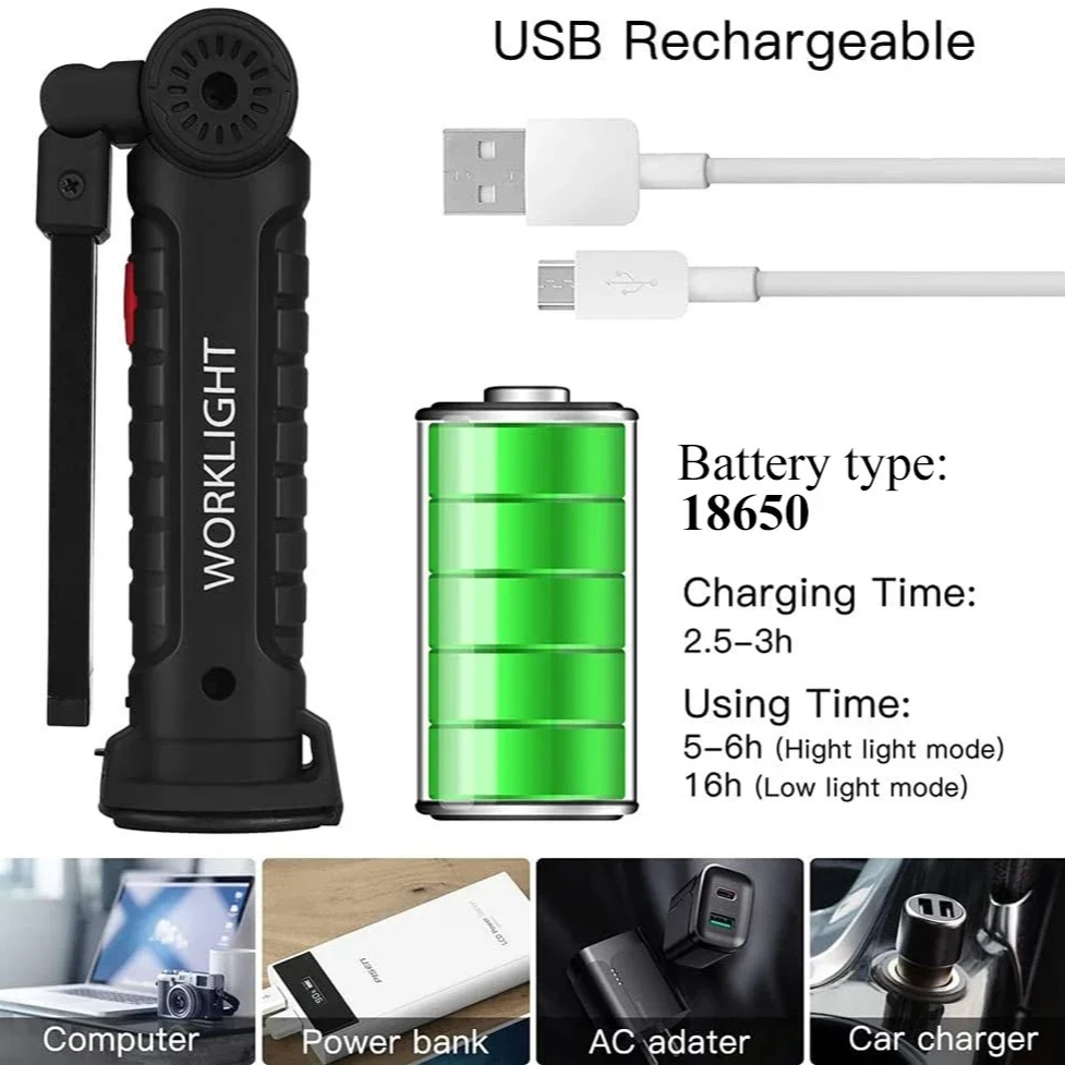 Senter LED COB Portabel Lampu  - Outdoor Lighting Rechargeable ulasan dan harga